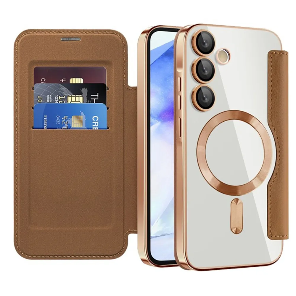 Custodia MagSafe per Samsung Galaxy A55 5G A556, Techsuit, SmartMag Book, Marrone - immagine 1