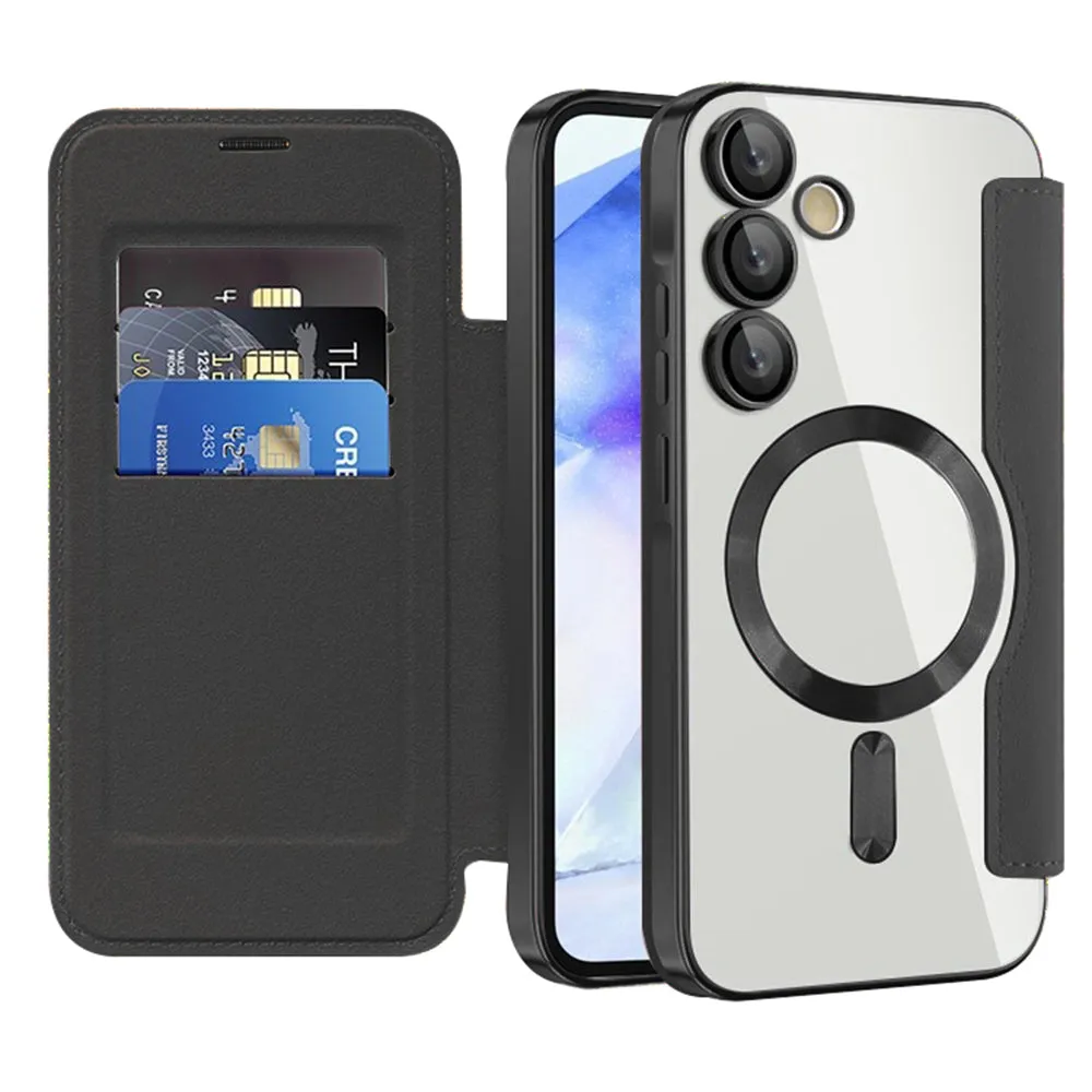 Custodia MagSafe per Samsung Galaxy A55 5G A556, Techsuit, SmartMag Book, Nera - immagine 1