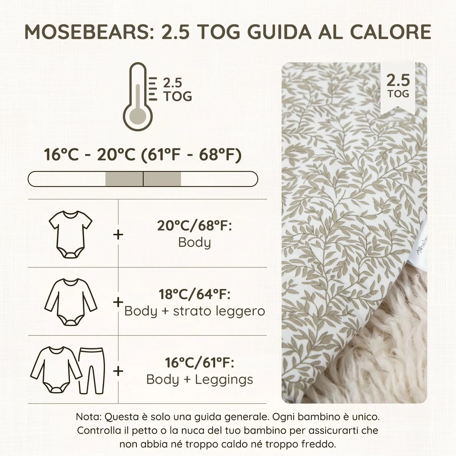 Mosebears Sacco Nanna con Piedini Invernale 2,5 Tog 18-36 Mesi Tutto l'anno Sacco Nanna in Cotone Traspirante per Neonati e Bambini - immagine 6