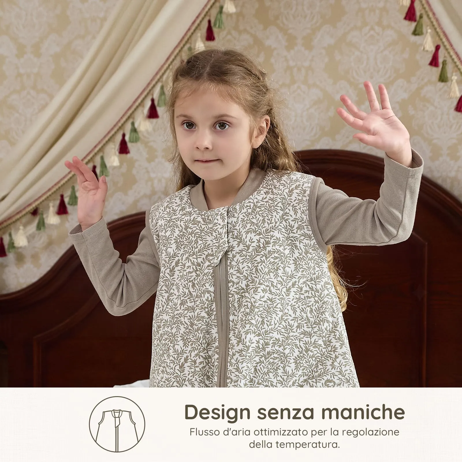 Mosebears Sacco Nanna con Piedini Invernale 2,5 Tog 3-4 Anni Tutto l'anno Sacco Nanna in Cotone Traspirante per Neonati e Bambini - immagine 4