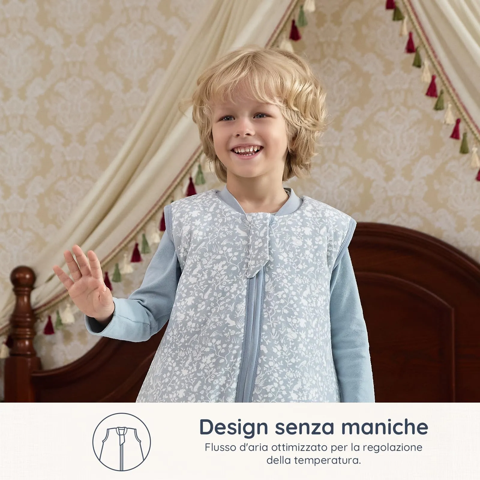 Mosebears Sacco Nanna con Piedini Invernale 2,5 Tog 3-4 Anni Tutto l'anno Sacco Nanna in Cotone Traspirante per Neonati e Bambini - immagine 4