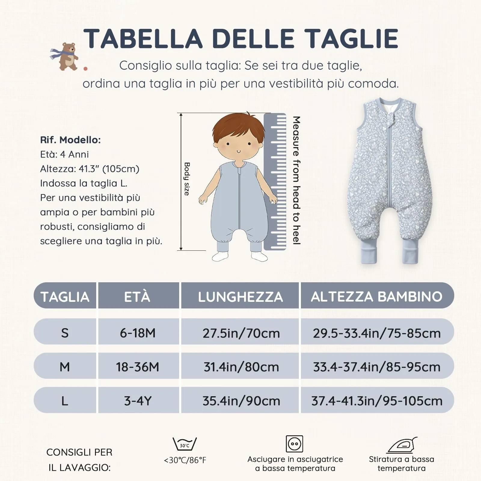 Mosebears Sacco Nanna con Piedini Invernale 2,5 Tog 3-4 Anni Tutto l'anno Sacco Nanna in Cotone Traspirante per Neonati e Bambini - immagine 7