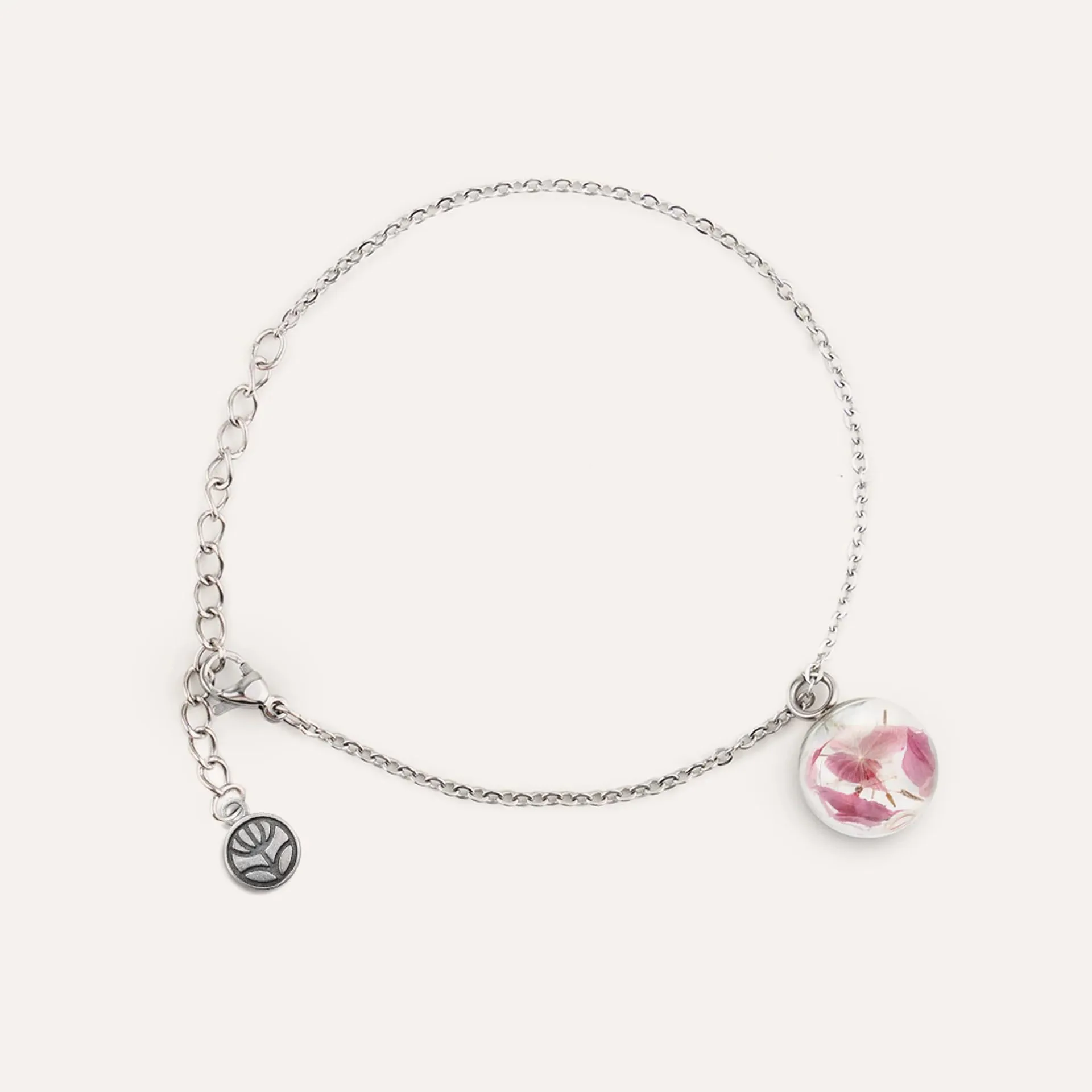 Gioielli Botanici® Parure Donna | Collana Maglie Elegance + Bracciale + Orecchini con Fiori Veri Essiccati in Ampolla di Vetro | Acciaio Inox AISI 316 | Made Italy (Hanami) - immagine 3