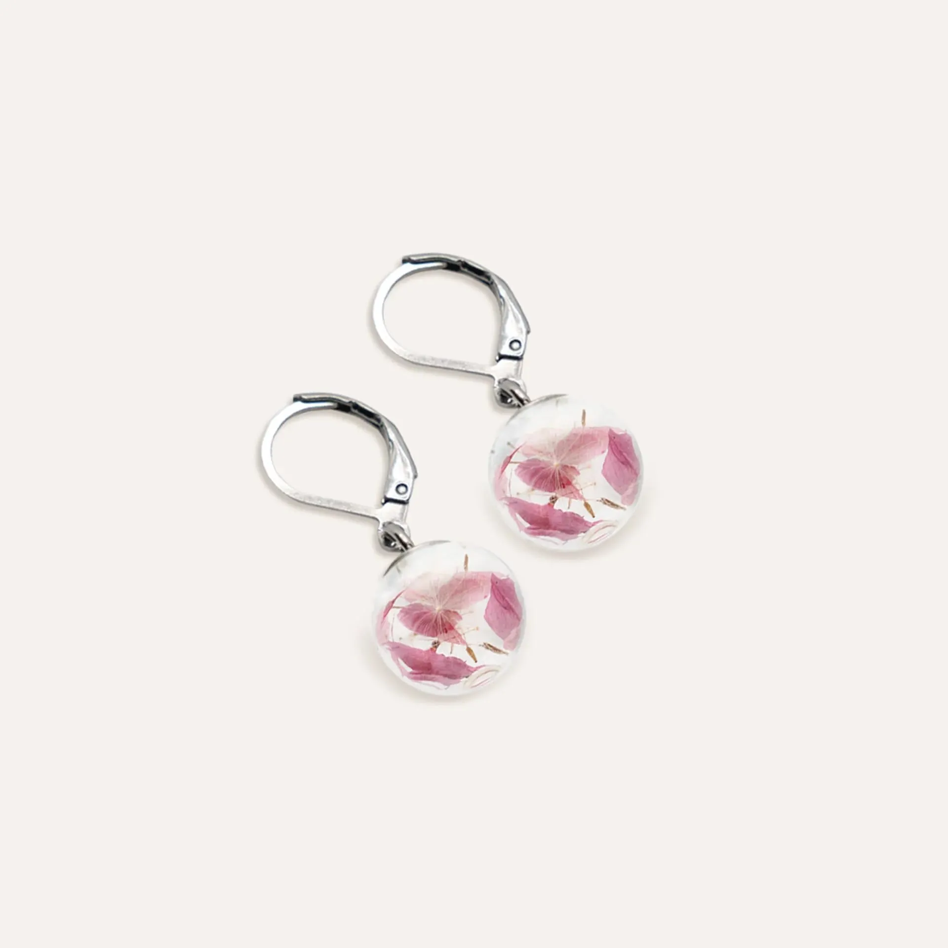 Gioielli Botanici® Parure Donna | Collana Maglie Elegance + Bracciale + Orecchini con Fiori Veri Essiccati in Ampolla di Vetro | Acciaio Inox AISI 316 | Made Italy (Hanami) - immagine 4