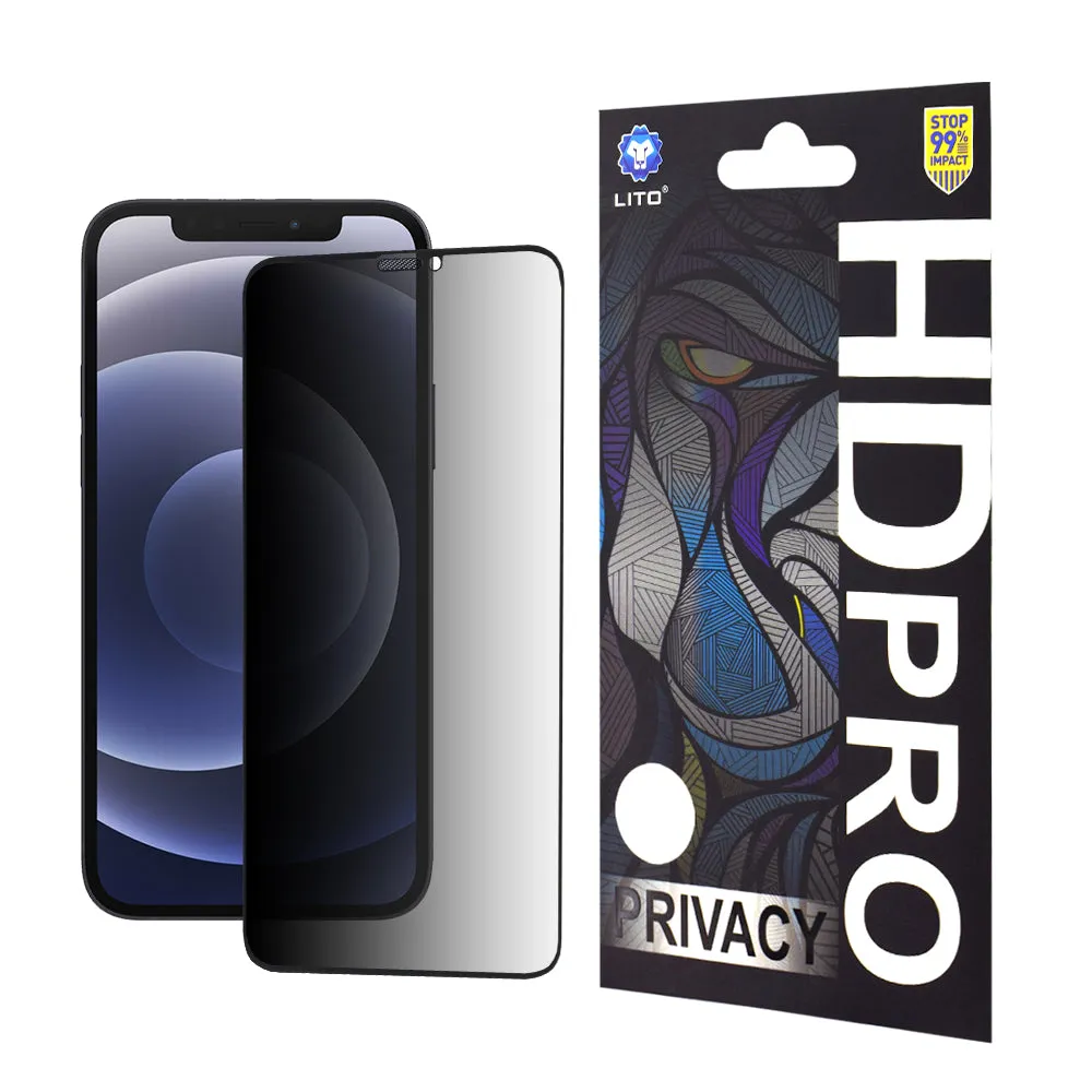 Pellicola protettiva per schermo Privacy Lito HD Pro per Apple iPhone 12 / 12 Pro, Vetro temperato, Colla completa - immagine 1
