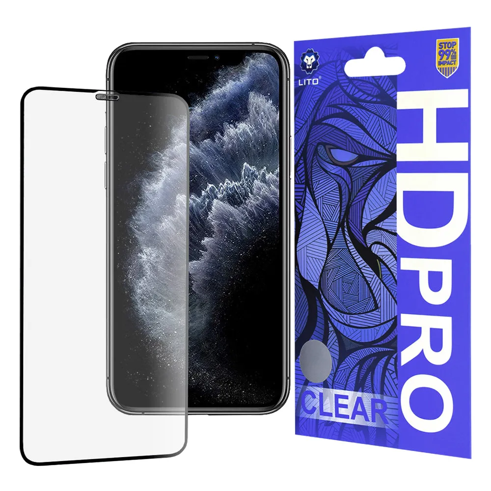Pellicola protettiva per schermo Lito HD Pro Clear per Apple iPhone 11 Pro Max / XS Max, Vetro temperato, Colla completa, Nera - immagine 1