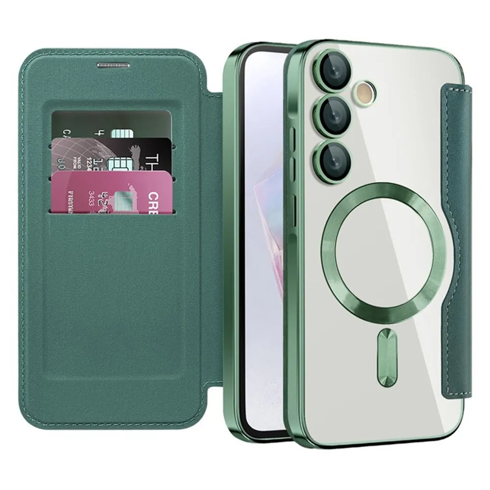 Custodia MagSafe per Samsung Galaxy A35 5G A356, Techsuit, SmartMag Book, Verde - immagine 1