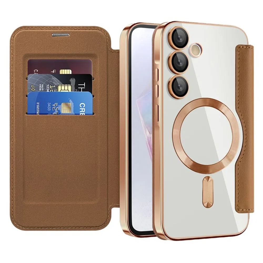 Custodia MagSafe per Samsung Galaxy A35 5G A356, Techsuit, SmartMag Book, Marrone - immagine 1