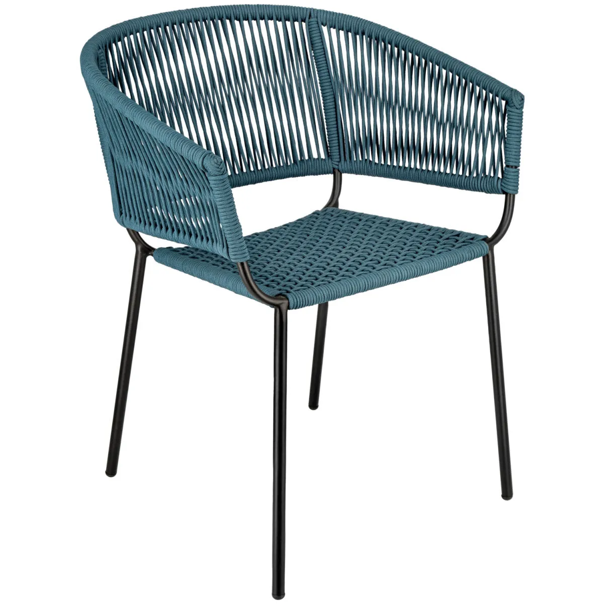 2x VEGA Sedia da esterno Samo; 62.5x56x79 cm (LxPxH); seduta blu, struttura nero; 2 pz. / Pacco - immagine 1