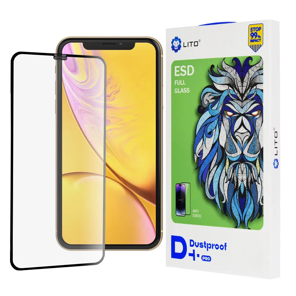 Pellicola protettiva per schermo Lito D+ Pro Dustproof per Apple iPhone 11 / XR, Vetro temperato, Colla completa, Nera - immagine 1