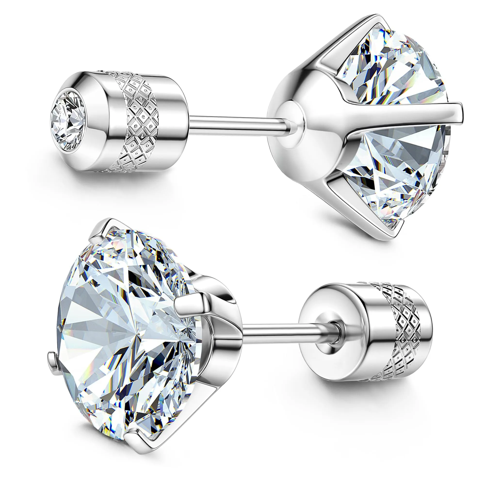 Morfetto Orecchini Titanio G23 Anallergici Con Zircone Cubica Donna Uomo - Piercing Orecchio Helix Trago Conch Titanio Orecchini Punto Luce Orecchie Sensibili Unisex Gioielli Argento 6MM - immagine 1