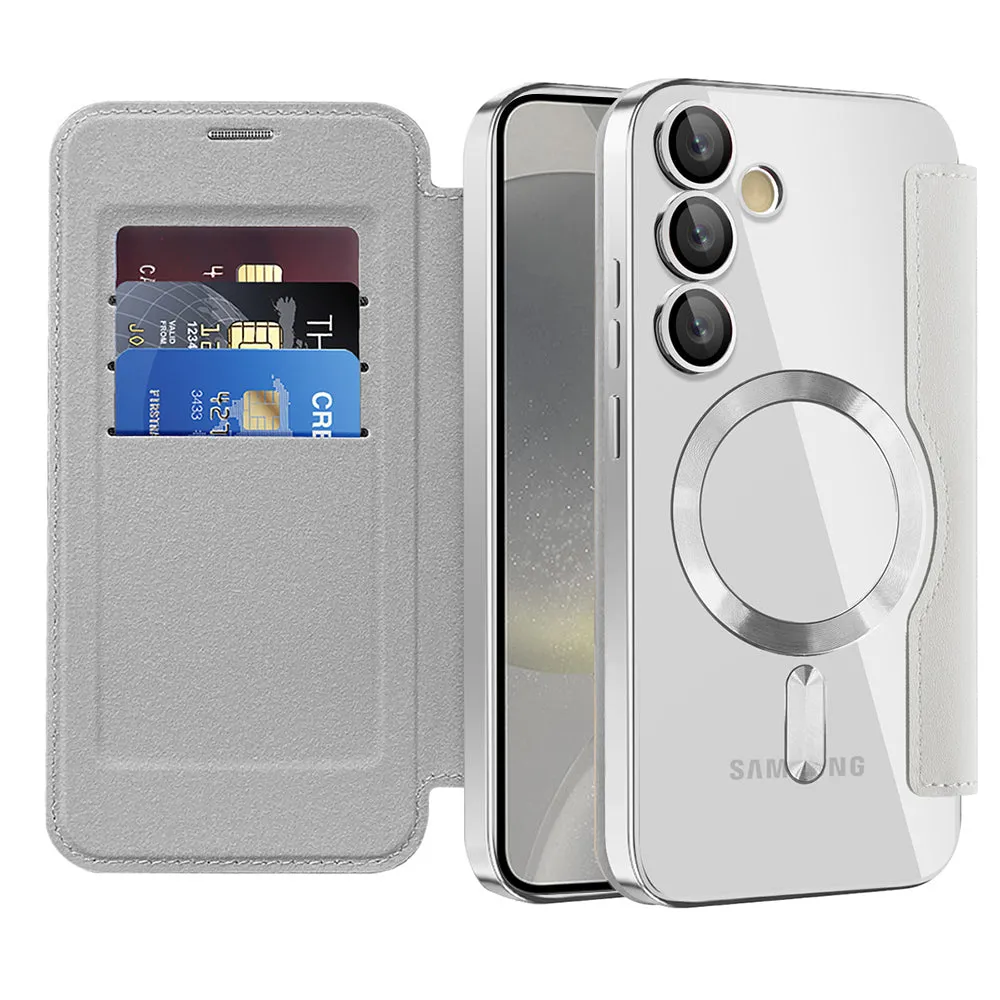 Custodia MagSafe per Samsung Galaxy S24+ S926, Techsuit, SmartMag Book, Grigio - immagine 1