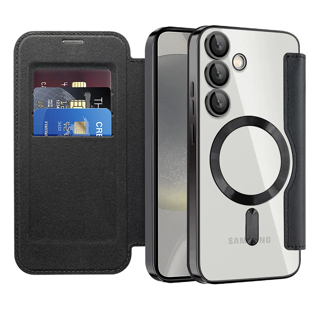 Custodia MagSafe per Samsung Galaxy S24+ S926, Techsuit, SmartMag Book, Nera - immagine 1