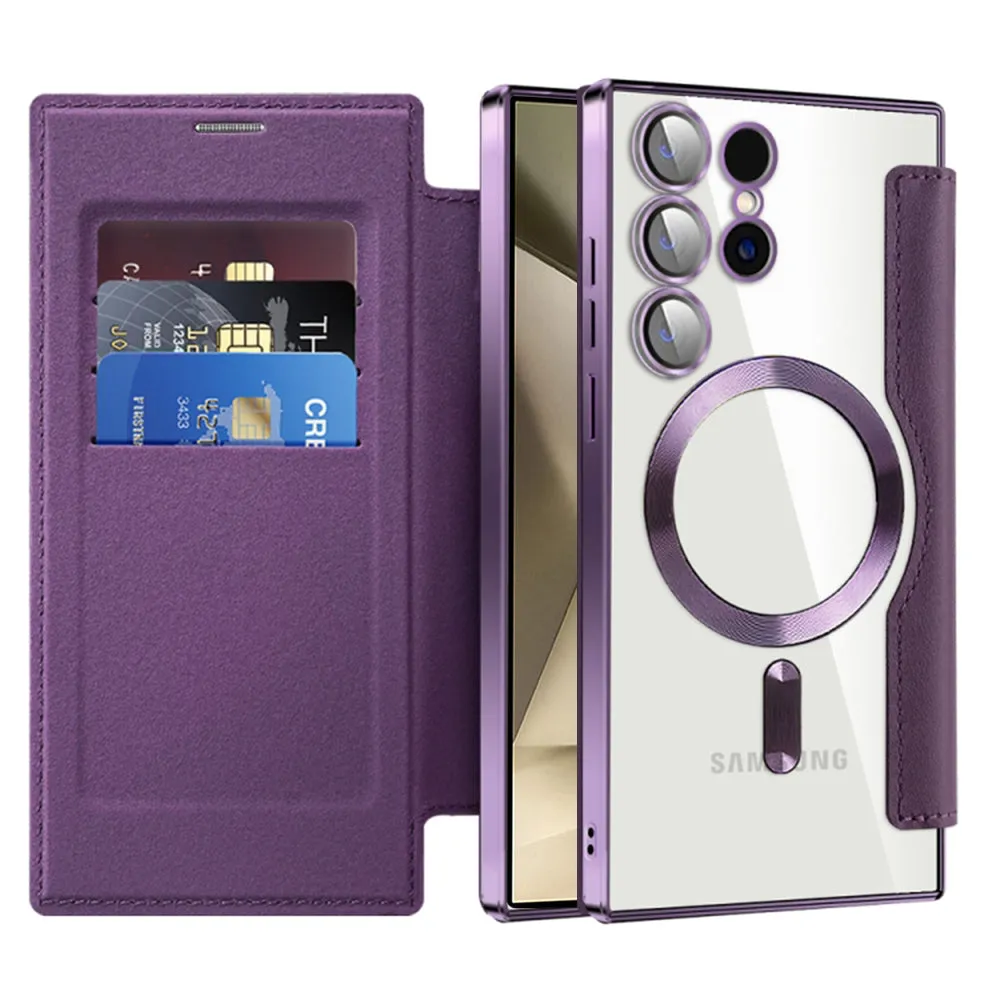 Custodia MagSafe per Samsung Galaxy S24 Ultra S928, Techsuit, SmartMag Book, Viola - immagine 1