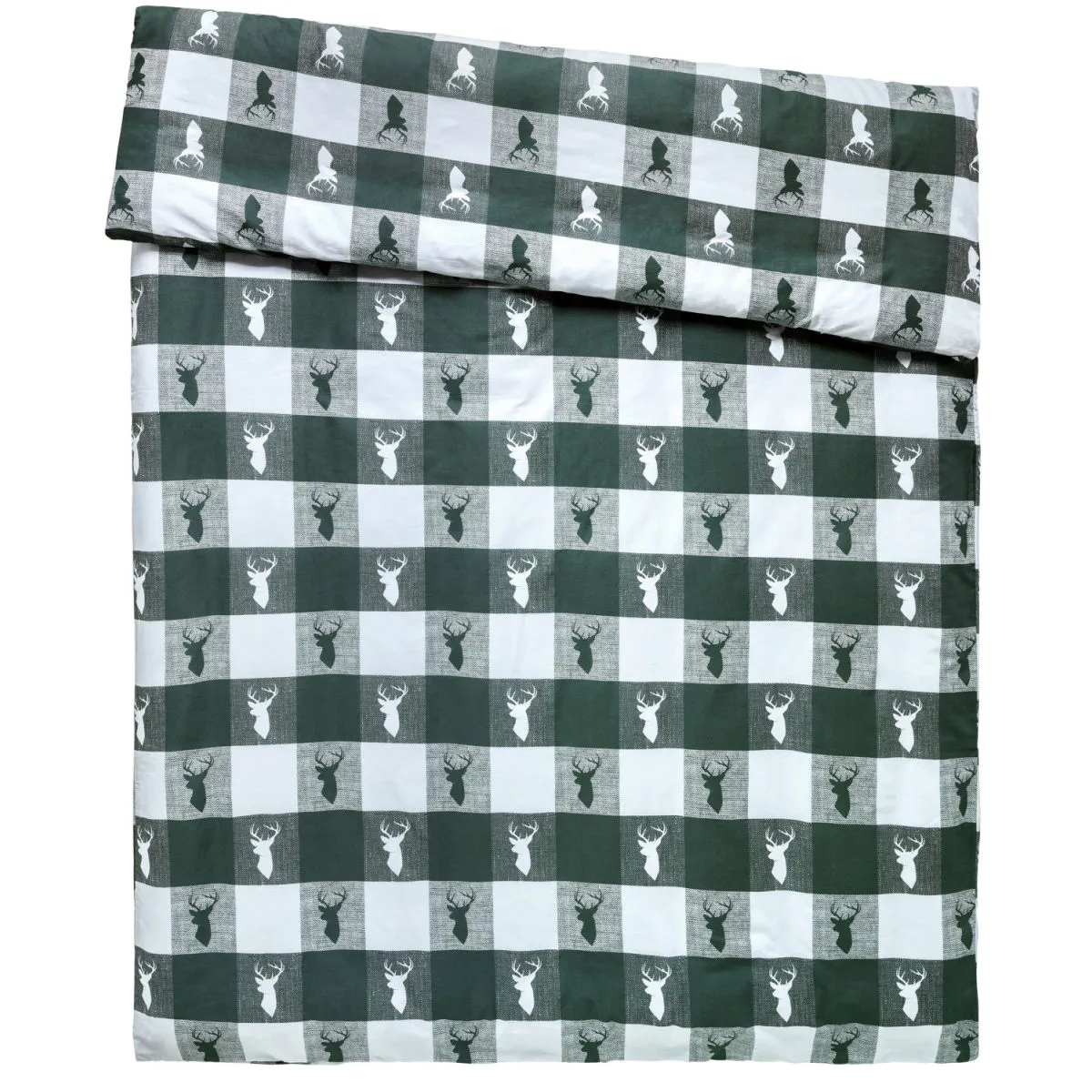 ERWIN M. Copripiumino con cervi Villach; 160x210 cm (LxL); verde scuro/bianco - immagine 1