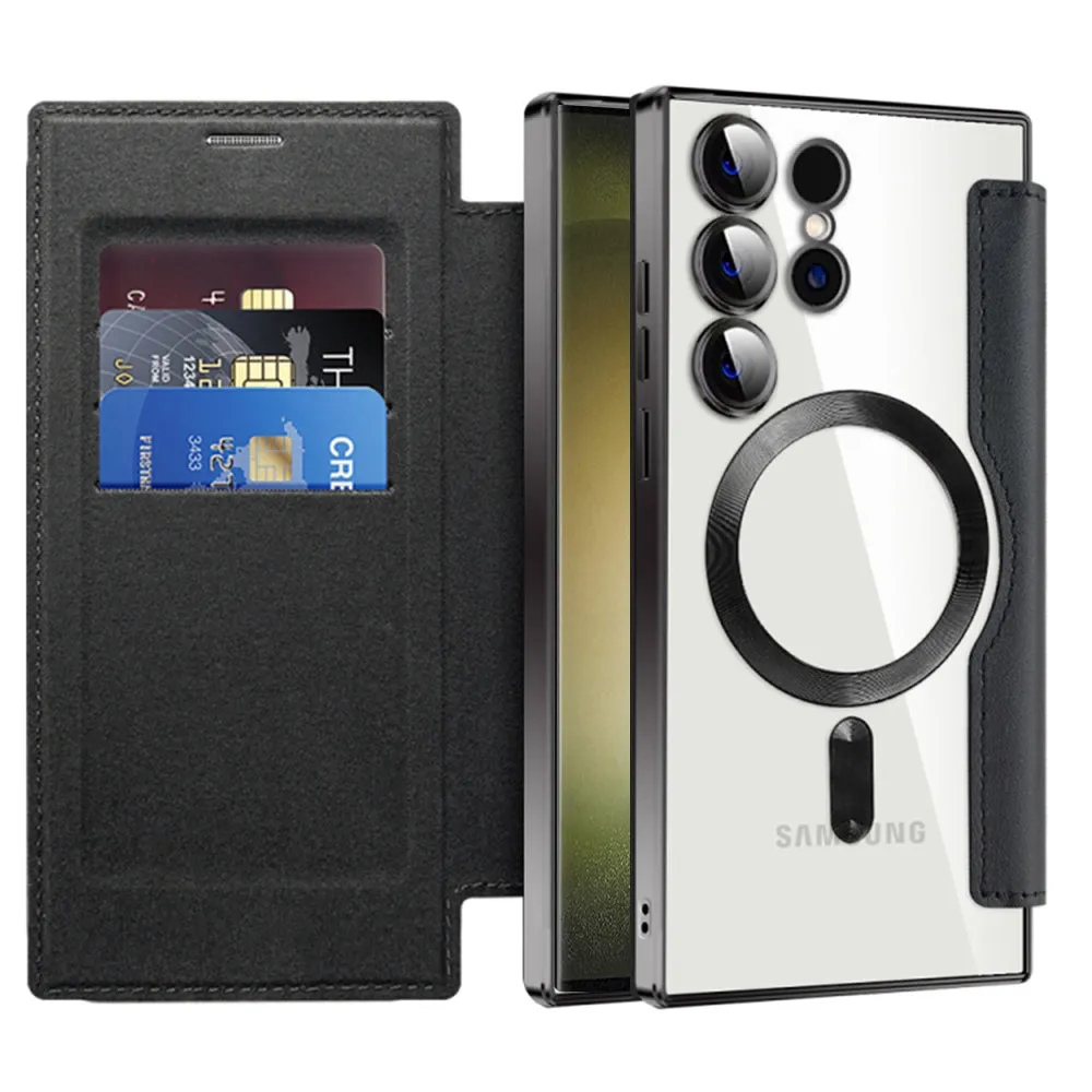 Custodia MagSafe per Samsung Galaxy S23 Ultra S918, Techsuit, SmartMag Book, Nera - immagine 1