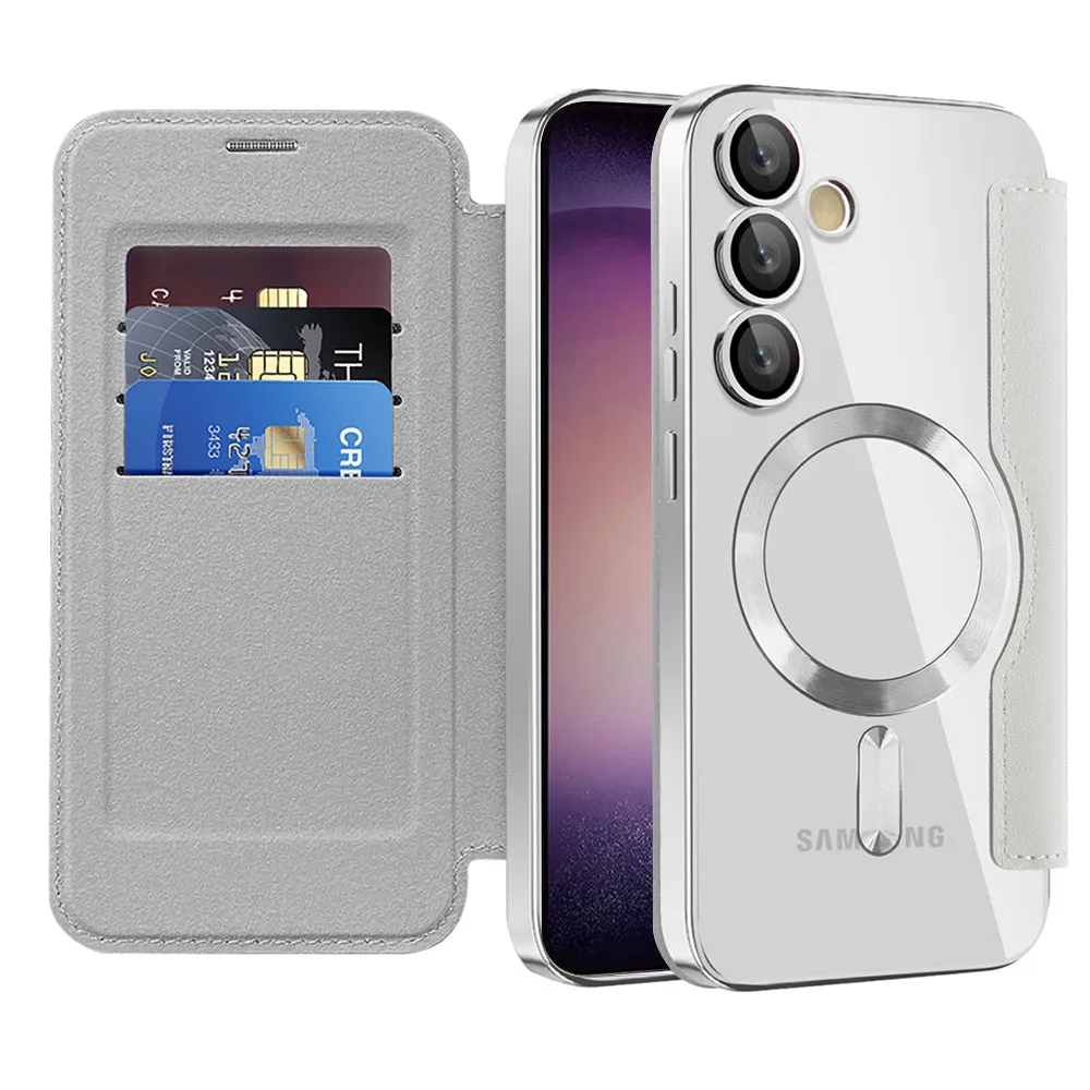 Custodia MagSafe per Samsung Galaxy S23+ S916, Techsuit, SmartMag Book, Grigio - immagine 1