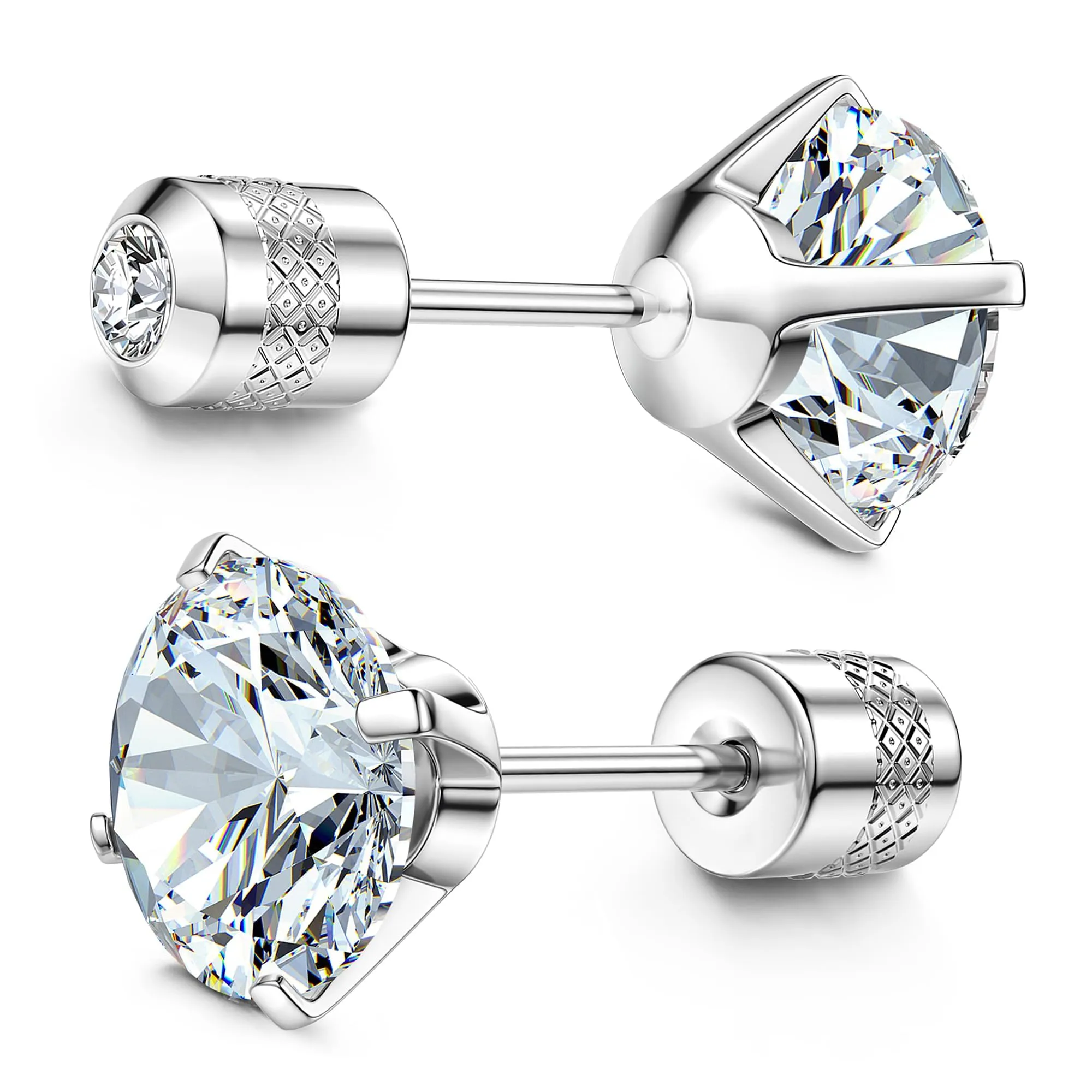Morfetto Orecchini Titanio G23 Anallergici Con Zircone Cubica Donna Uomo - Piercing Orecchio Helix Trago Conch Titanio Orecchini Punto Luce Orecchie Sensibili Unisex Gioielli Argento 5MM - immagine 1