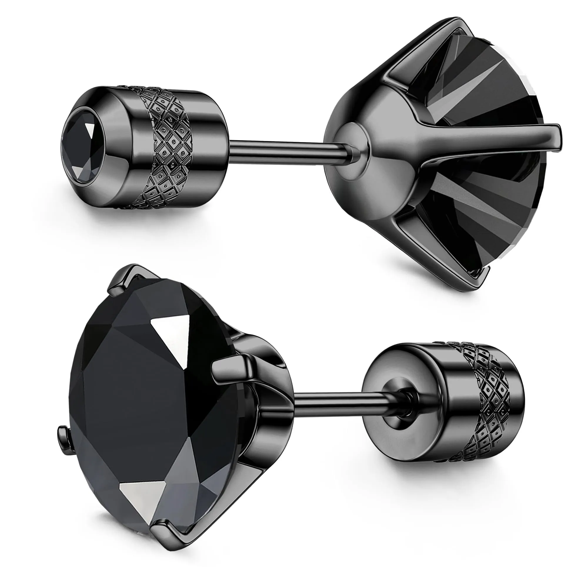 Morfetto Orecchini Titanio G23 Anallergici Con Zircone Cubica Donna Uomo - Piercing Orecchio Helix Trago Conch Titanio Orecchini Punto Luce Orecchie Sensibili Unisex Gioielli Nero 6MM - immagine 1