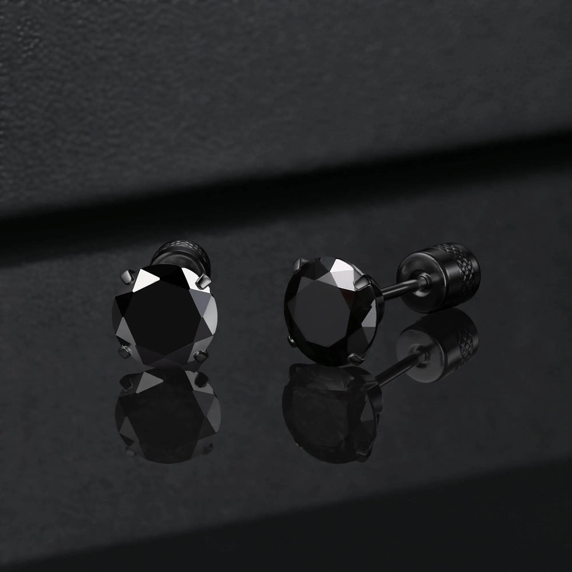 Morfetto Orecchini Titanio G23 Anallergici Con Zircone Cubica Donna Uomo - Piercing Orecchio Helix Trago Conch Titanio Orecchini Punto Luce Orecchie Sensibili Unisex Gioielli Nero 6MM - immagine 5