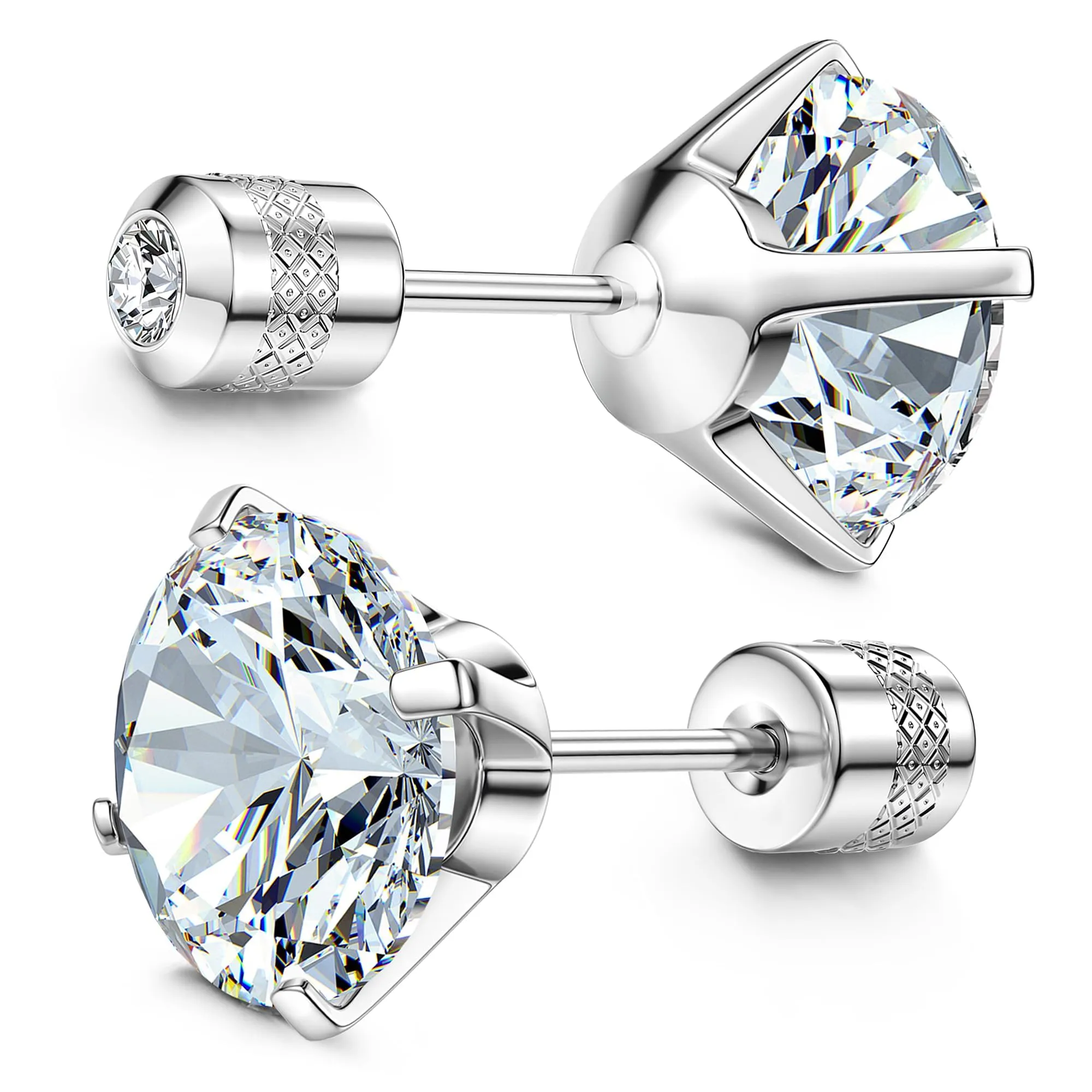 Morfetto Orecchini Titanio G23 Anallergici Con Zircone Cubica Donna Uomo - Piercing Orecchio Helix Trago Conch Titanio Orecchini Punto Luce Orecchie Sensibili Unisex Gioielli Argento 7MM - immagine 1