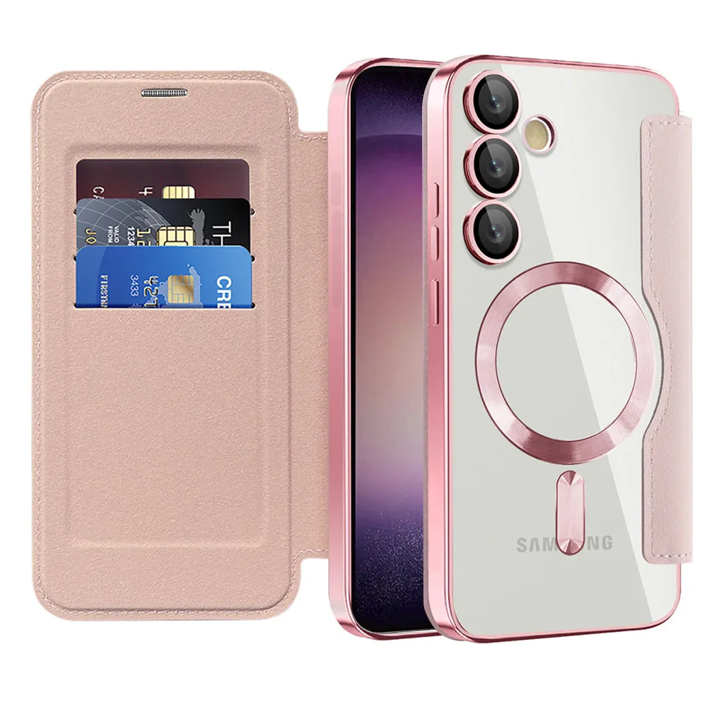 Custodia MagSafe per Samsung Galaxy S23+ S916, Techsuit, SmartMag Book, Rosa - immagine 1