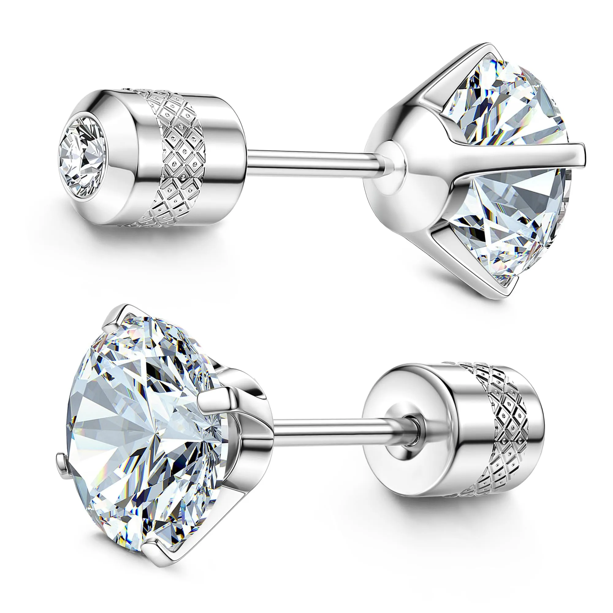 Morfetto Orecchini Titanio G23 Anallergici Con Zircone Cubica Donna Uomo - Piercing Orecchio Helix Trago Conch Titanio Orecchini Punto Luce Orecchie Sensibili Unisex Gioielli Argento 4MM - immagine 1