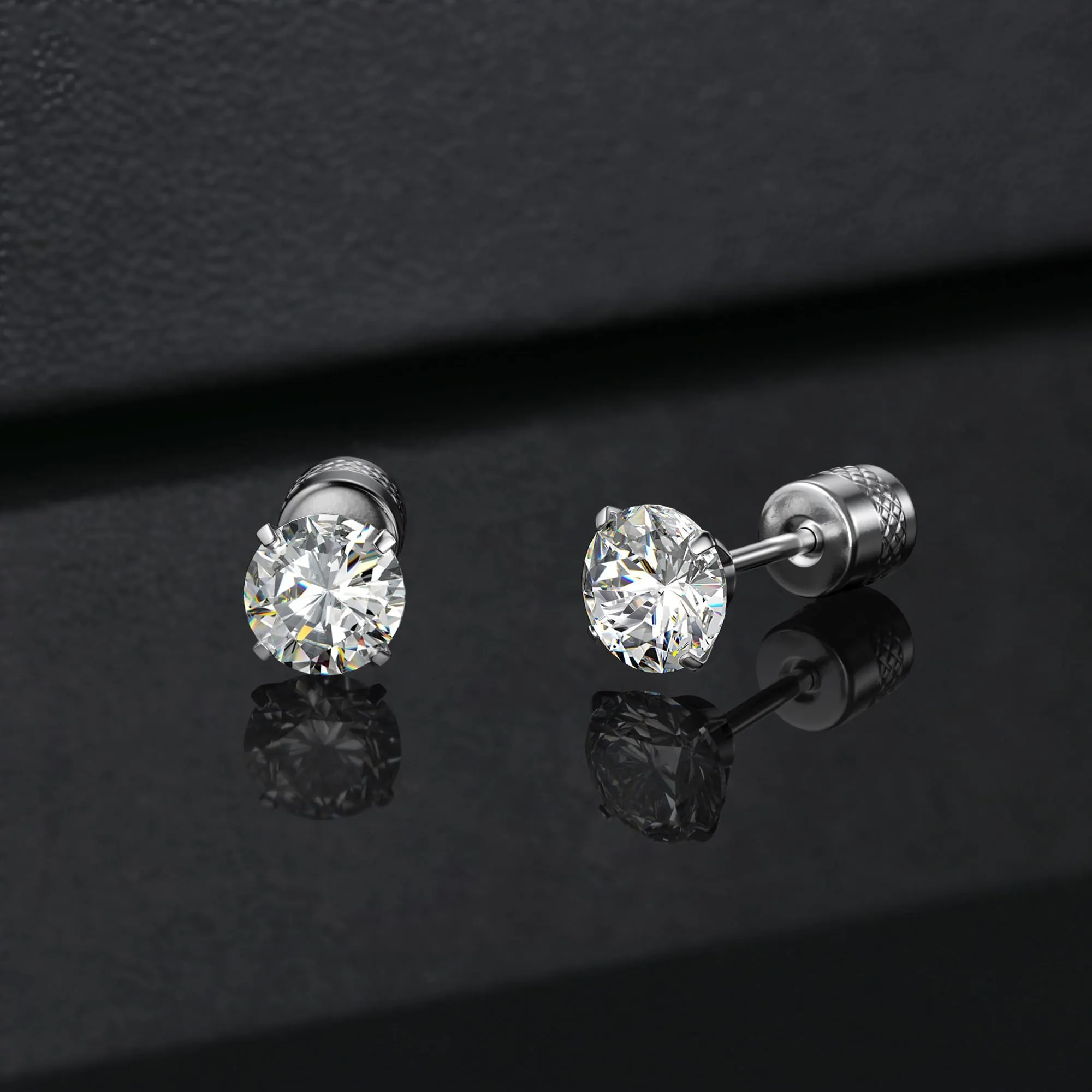 Morfetto Orecchini Titanio G23 Anallergici Con Zircone Cubica Donna Uomo - Piercing Orecchio Helix Trago Conch Titanio Orecchini Punto Luce Orecchie Sensibili Unisex Gioielli Argento 4MM - immagine 5