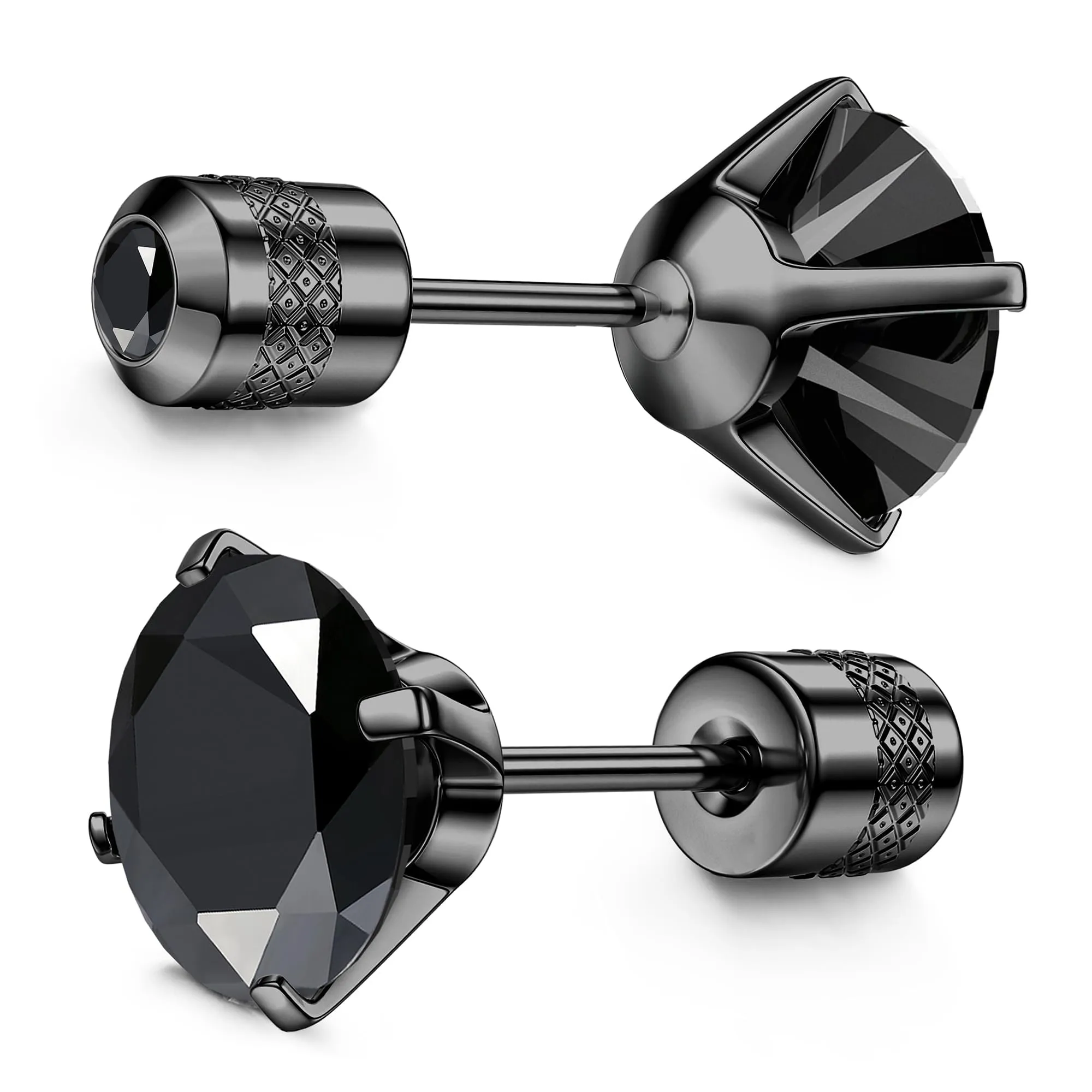 Morfetto Orecchini Titanio G23 Anallergici Con Zircone Cubica Donna Uomo - Piercing Orecchio Helix Trago Conch Titanio Orecchini Punto Luce Orecchie Sensibili Unisex Gioielli Nero 5MM - immagine 1
