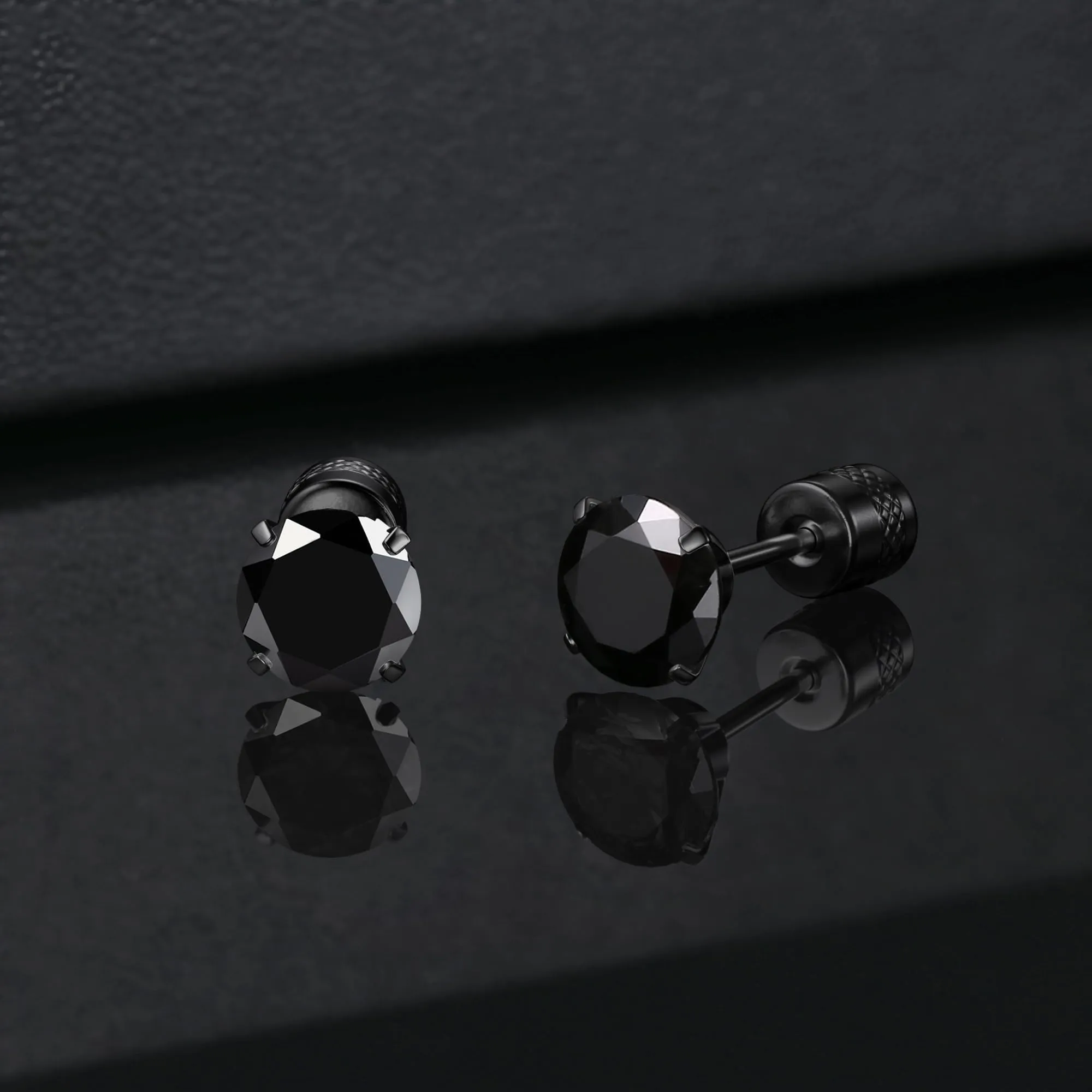 Morfetto Orecchini Titanio G23 Anallergici Con Zircone Cubica Donna Uomo - Piercing Orecchio Helix Trago Conch Titanio Orecchini Punto Luce Orecchie Sensibili Unisex Gioielli Nero 5MM - immagine 5