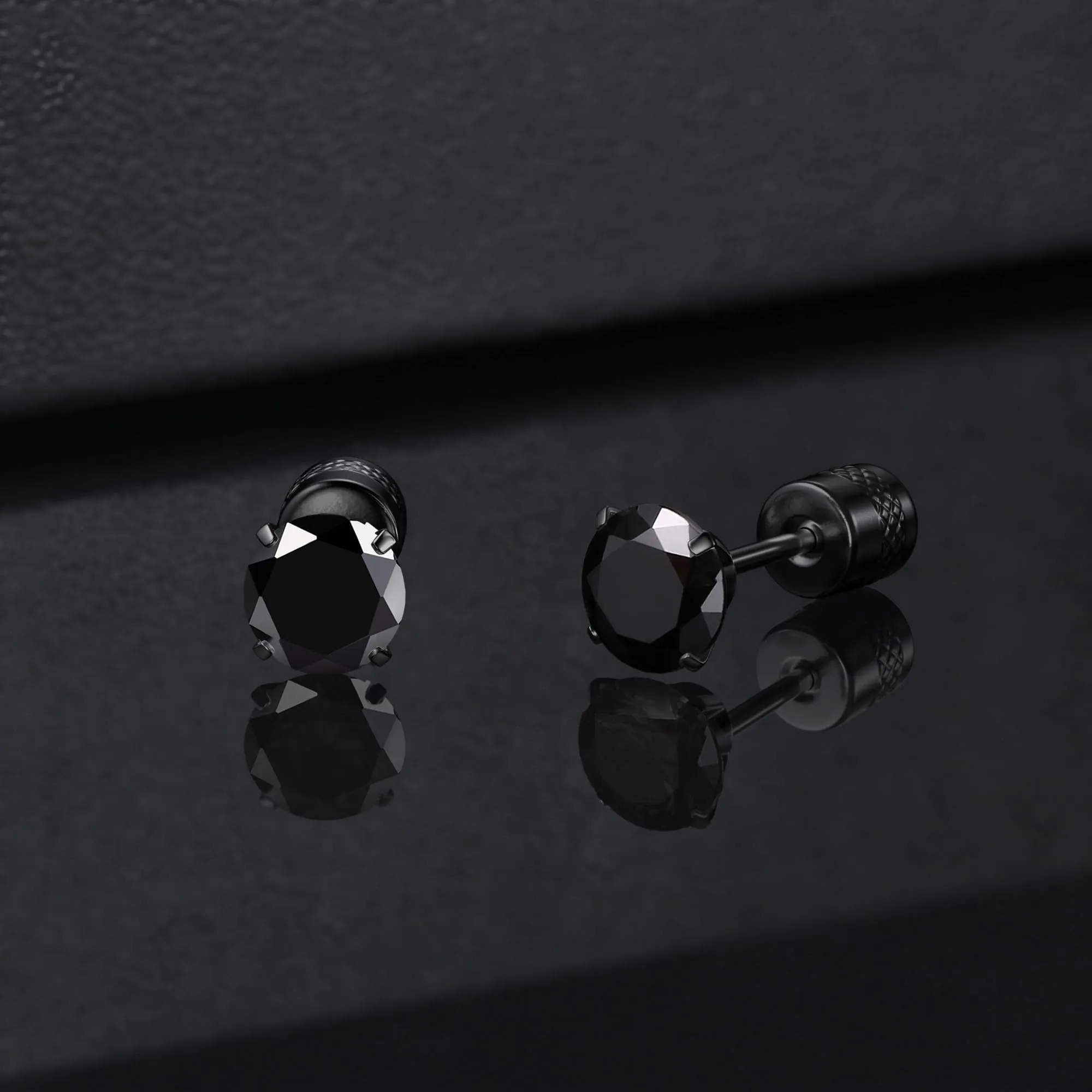Morfetto Orecchini Titanio G23 Anallergici Con Zircone Cubica Donna Uomo - Piercing Orecchio Helix Trago Conch Titanio Orecchini Punto Luce Orecchie Sensibili Unisex Gioielli Nero 4MM - immagine 5