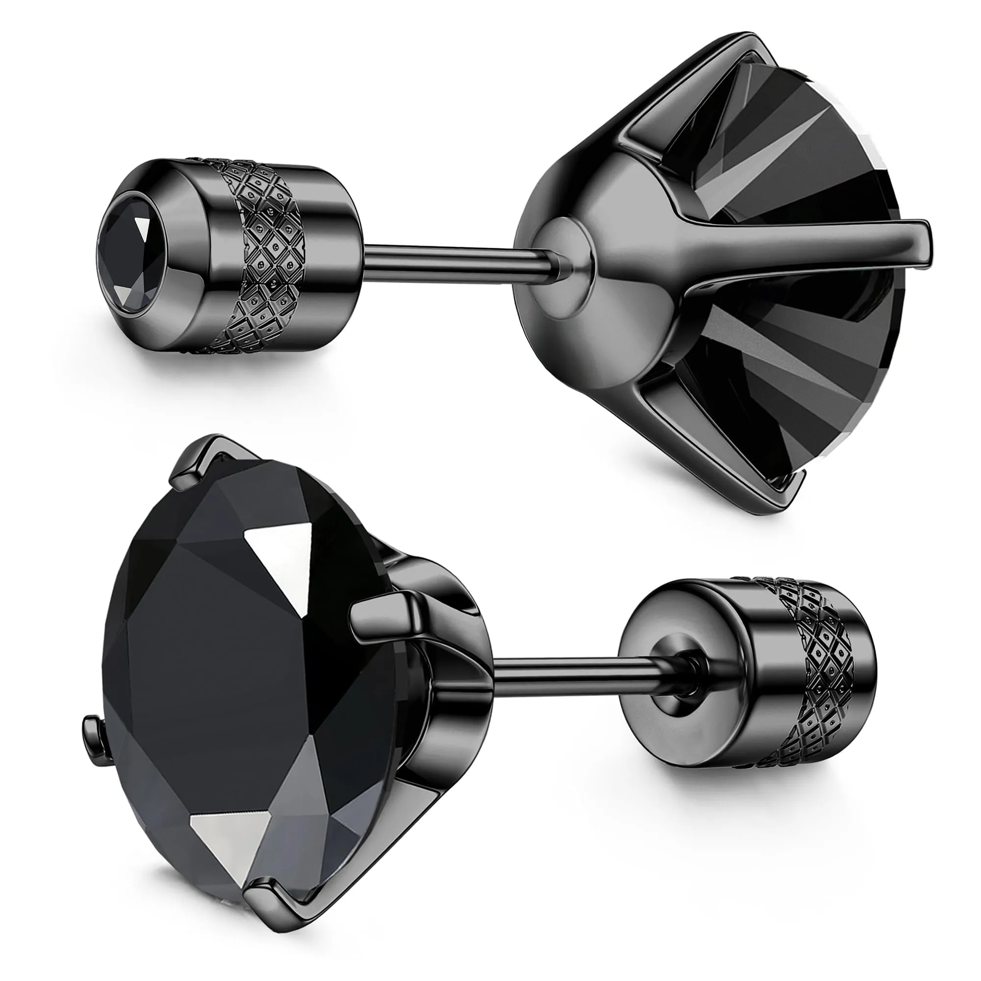 Morfetto Orecchini Titanio G23 Anallergici Con Zircone Cubica Donna Uomo - Piercing Orecchio Helix Trago Conch Titanio Orecchini Punto Luce Orecchie Sensibili Unisex Gioielli Nero 7MM - immagine 1