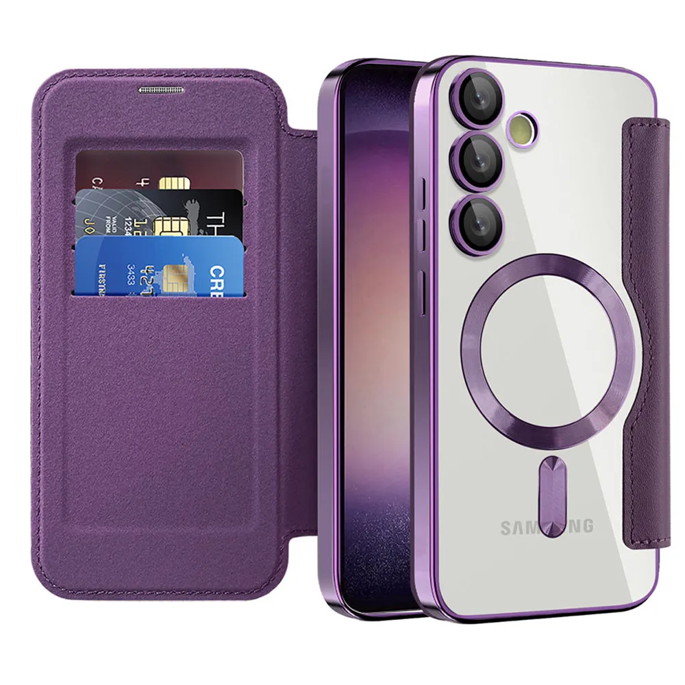 Custodia MagSafe per Samsung Galaxy S23 S911, Techsuit, SmartMag Book, Viola - immagine 1