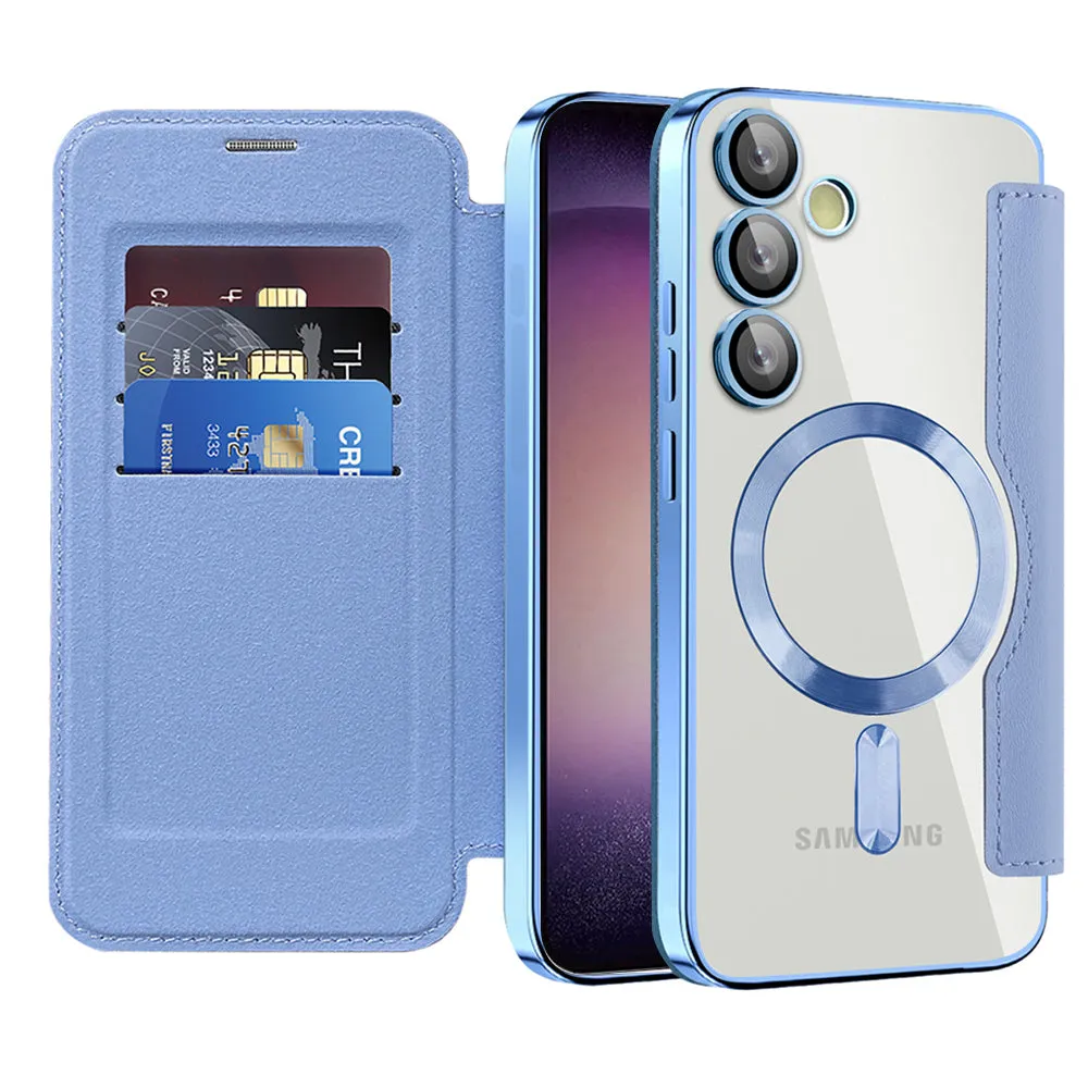 Custodia MagSafe per Samsung Galaxy S23 S911, Techsuit, SmartMag Book, Blu - immagine 1