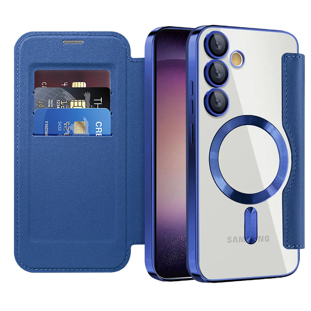Custodia MagSafe per Samsung Galaxy S23 S911, Techsuit, SmartMag Book, Blu - immagine 1