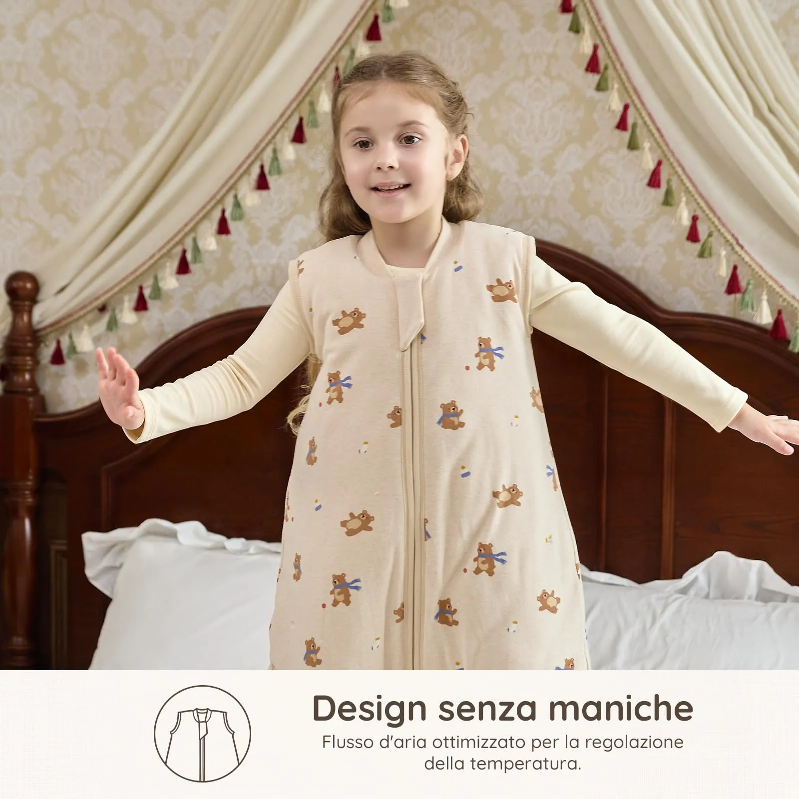 Mosebears Sacco Nanna con Piedini Invernale 2,5 Tog 6-18 Mesi Tutto l'anno Sacco Nanna in Cotone Traspirante per Neonati e Bambini - immagine 4