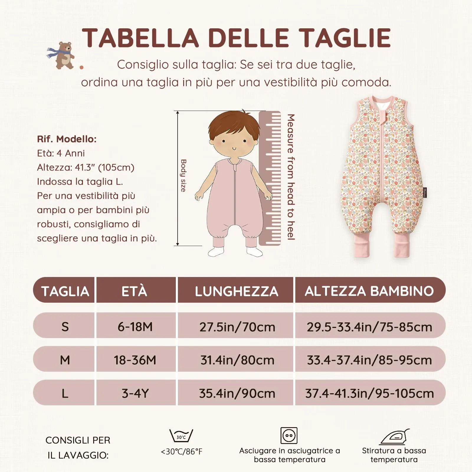 Mosebears Sacco Nanna con Piedini Invernale 2,5 Tog 3-4 Anni Tutto l'anno Sacco Nanna in Cotone Traspirante per Neonati e Bambini - immagine 5