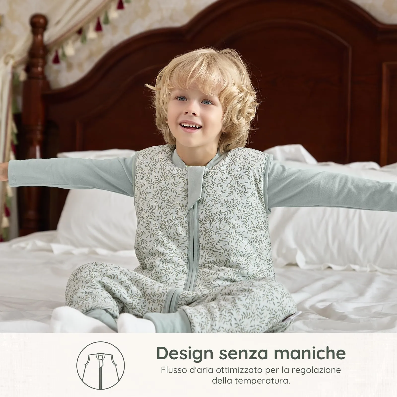 Mosebears Sacco Nanna con Piedini Invernale 2,5 Tog 3-4 Anni Tutto l'anno Sacco Nanna in Cotone Traspirante per Neonati e Bambini - immagine 4