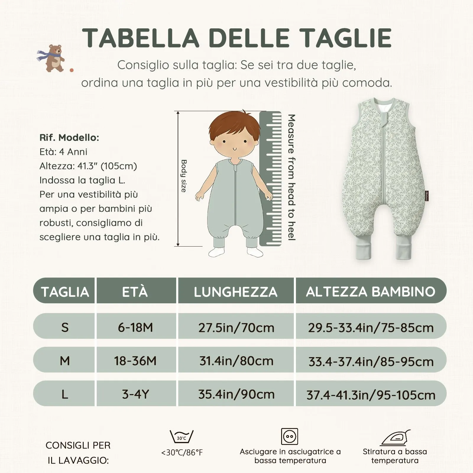Mosebears Sacco Nanna con Piedini Invernale 2,5 Tog 3-4 Anni Tutto l'anno Sacco Nanna in Cotone Traspirante per Neonati e Bambini - immagine 7