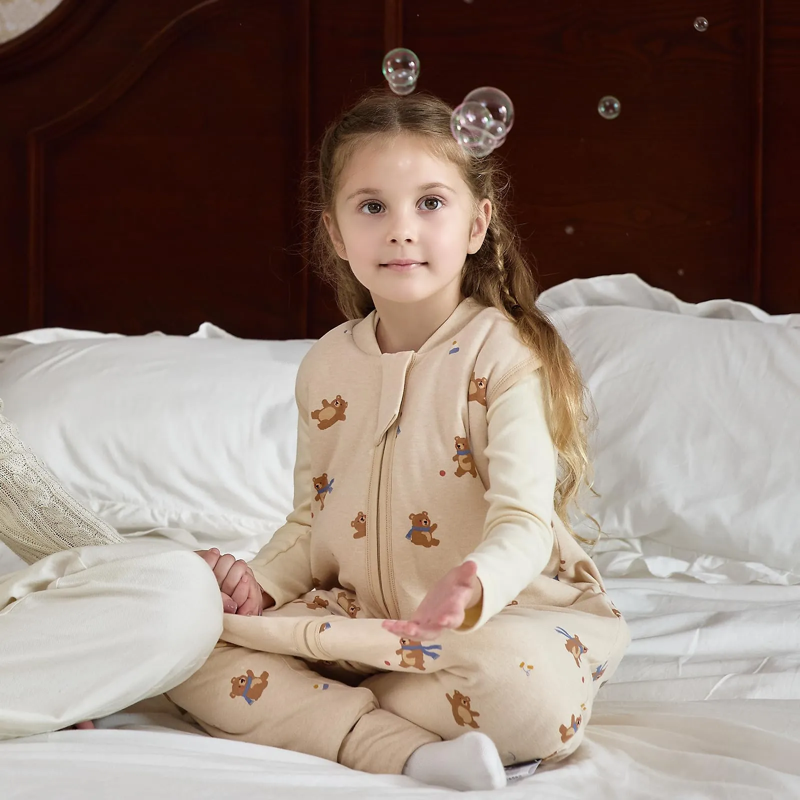 Mosebears Sacco Nanna con Piedini Invernale 2,5 Tog 3-4 Anni Tutto l'anno Sacco Nanna in Cotone Traspirante per Neonati e Bambini - immagine 2