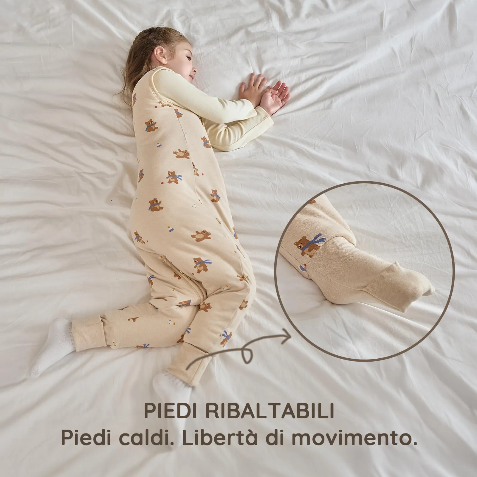 Mosebears Sacco Nanna con Piedini Invernale 2,5 Tog 3-4 Anni Tutto l'anno Sacco Nanna in Cotone Traspirante per Neonati e Bambini - immagine 5