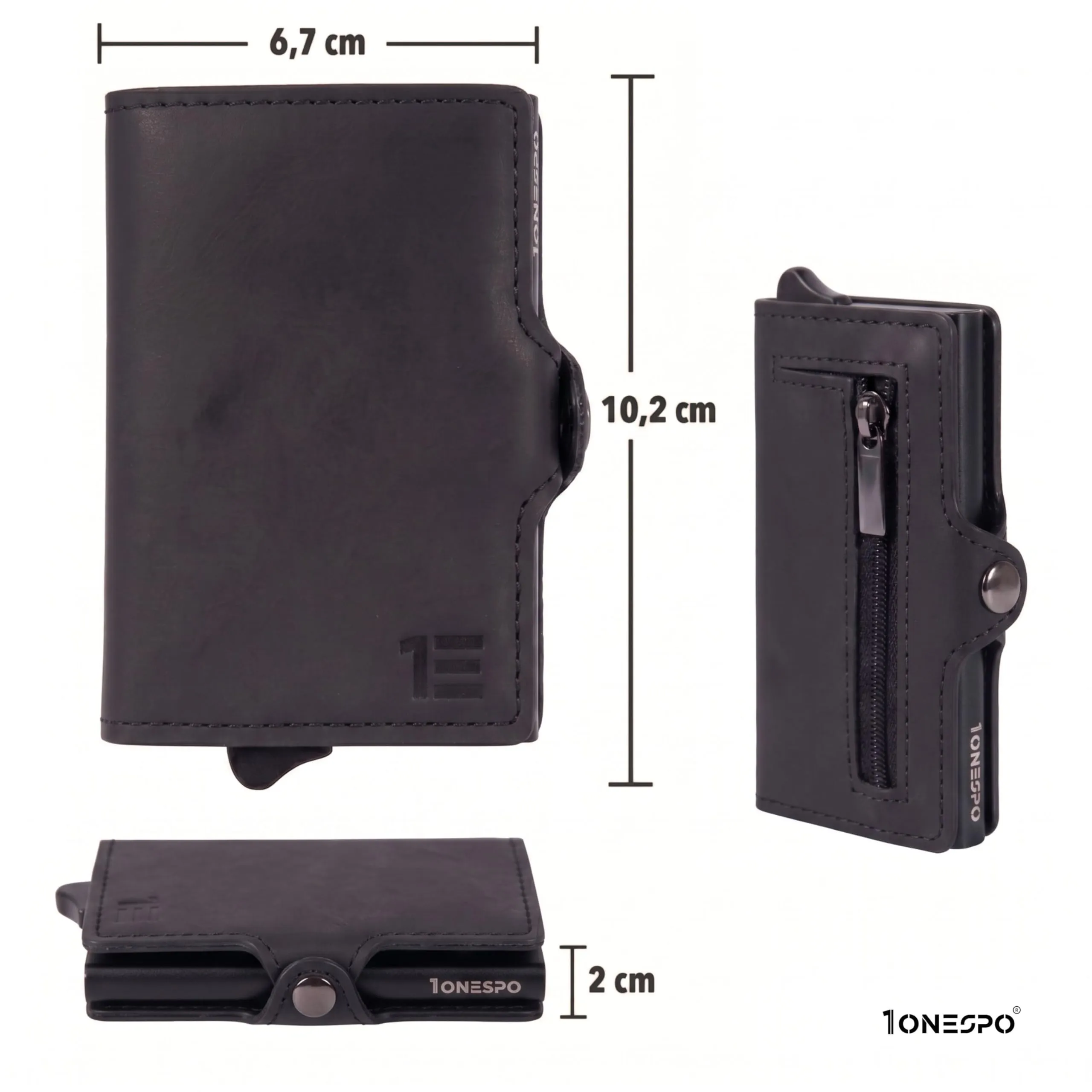 1ONESPO Porta Carte Uomo con portamonete e contanti - Portacarte Uomo - Porta Tessere Uomo tascabile protezione RFID, Nero-Arancione Vintage - immagine 5