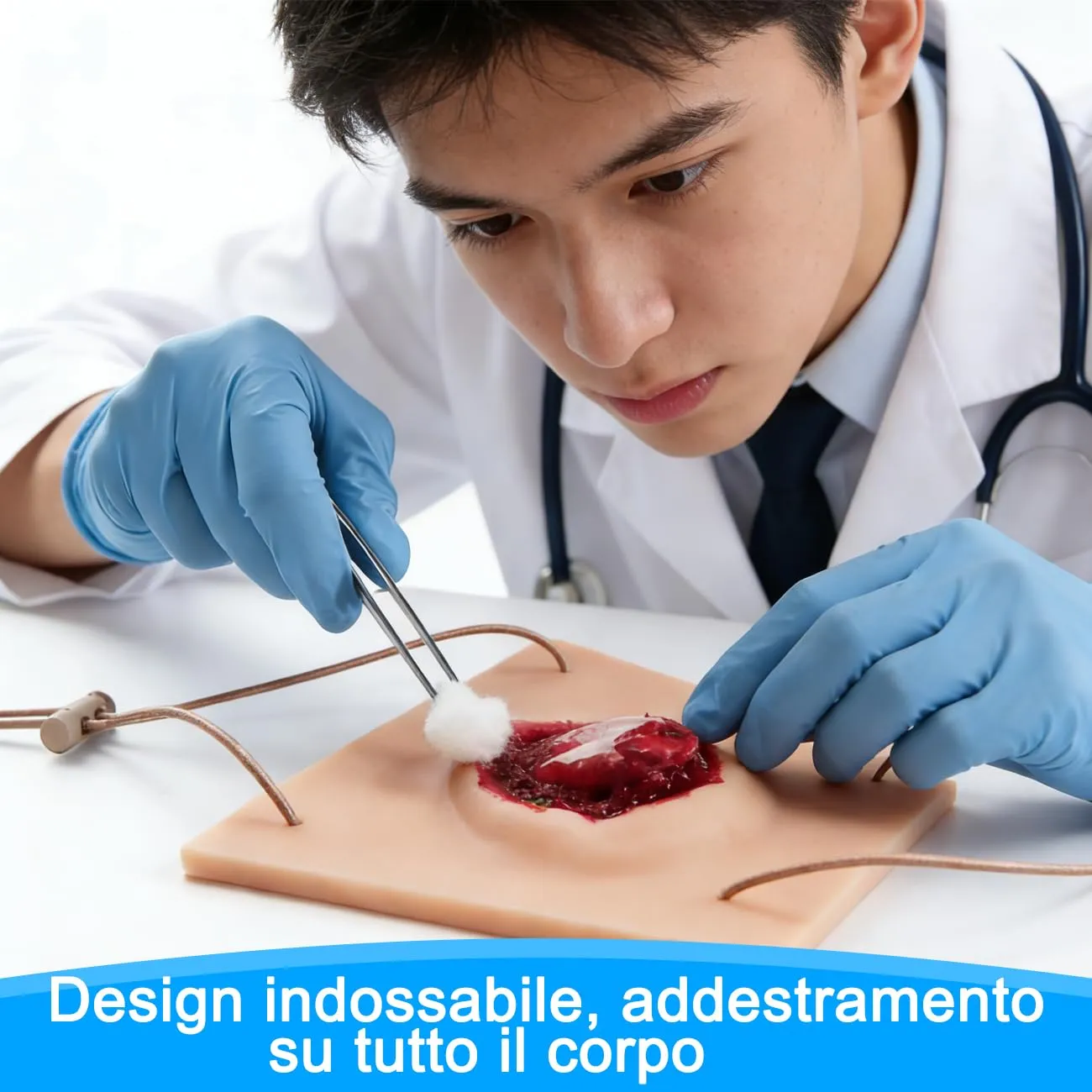 Simulatore indossabile per la gestione delle fratture esposte - Modello di ferita da frattura composta per esercitazioni di sbrigliamento, sutura ed emostasi, kit di simulazione per TCCC ed EMS - immagine 5