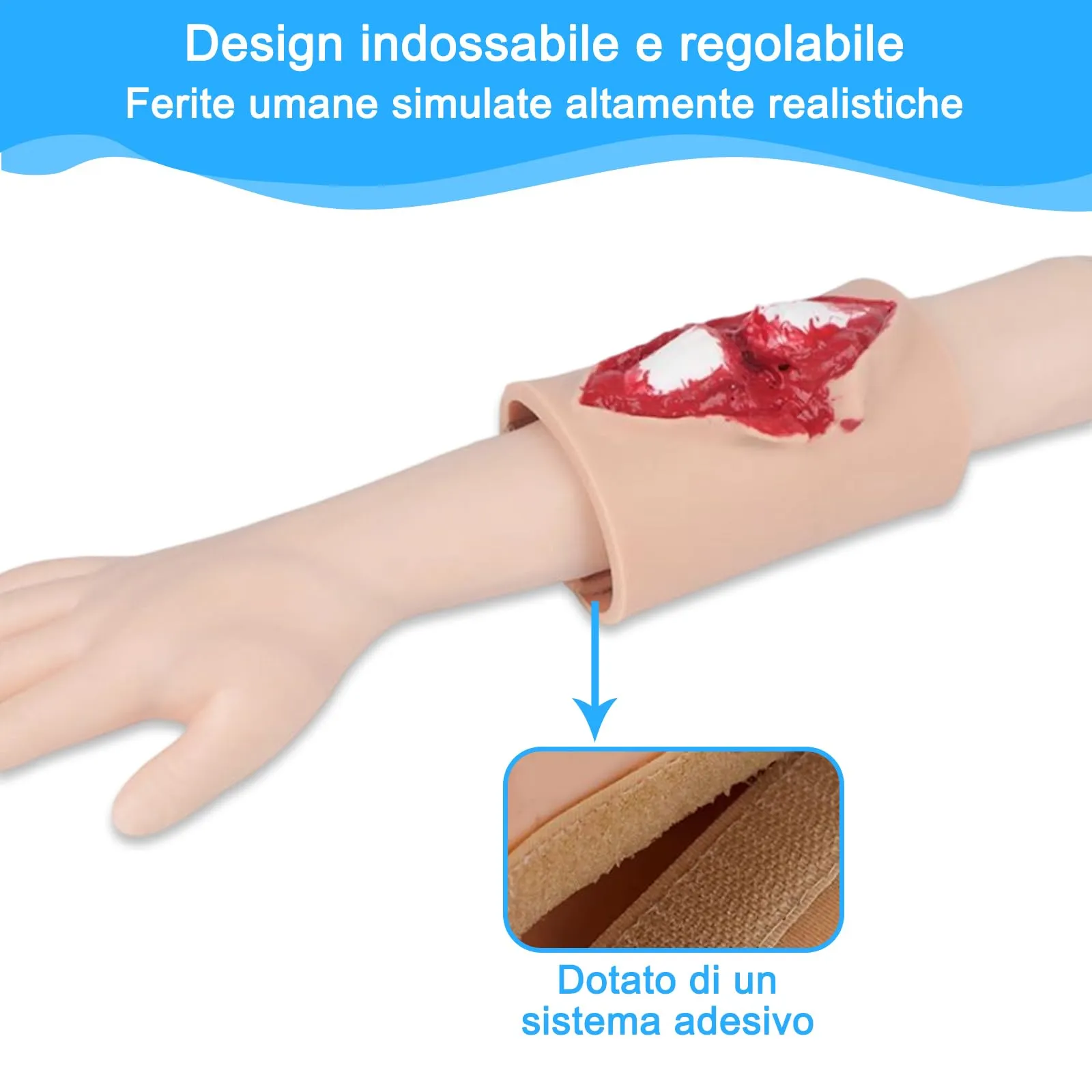 Simulatore indossabile per la gestione delle fratture esposte - Modello di ferita da frattura composta per esercitazioni di sbrigliamento, sutura ed emostasi, kit di simulazione per TCCC ed EMS - immagine 2