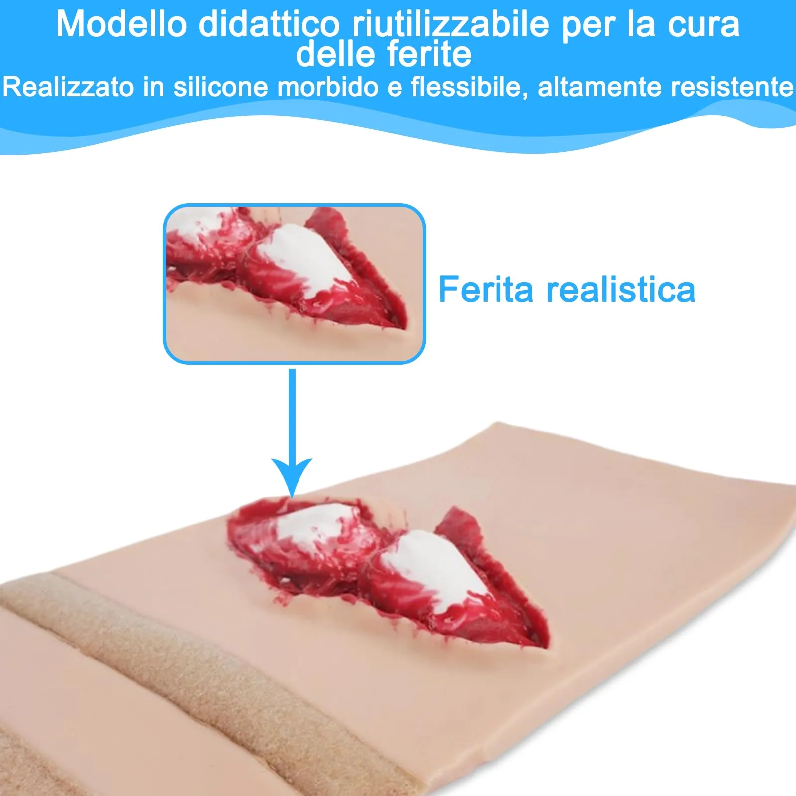 Simulatore indossabile per la gestione delle fratture esposte - Modello di ferita da frattura composta per esercitazioni di sbrigliamento, sutura ed emostasi, kit di simulazione per TCCC ed EMS - immagine 4
