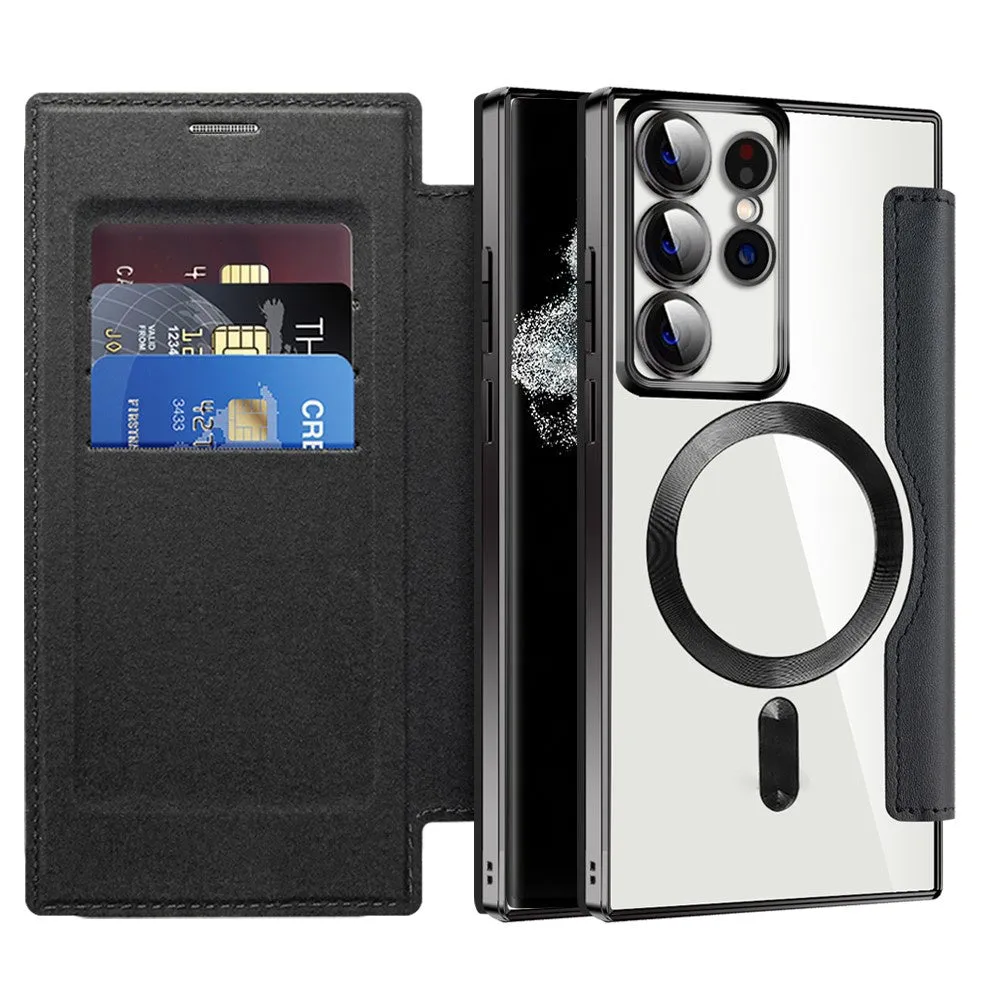 Custodia MagSafe per Samsung Galaxy S22 Ultra 5G S908, Techsuit, SmartMag Book, Nera - immagine 1