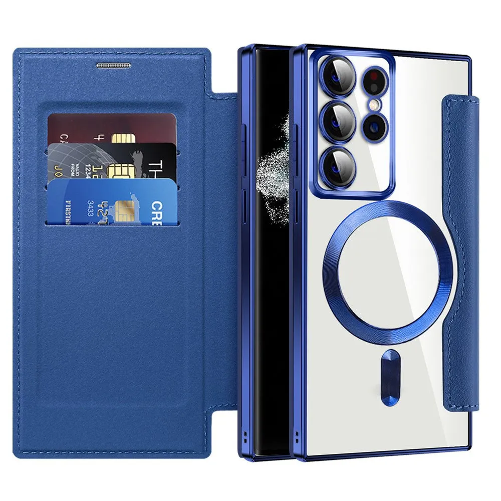 Custodia MagSafe per Samsung Galaxy S22 Ultra 5G S908, Techsuit, SmartMag Book, Blu - immagine 1