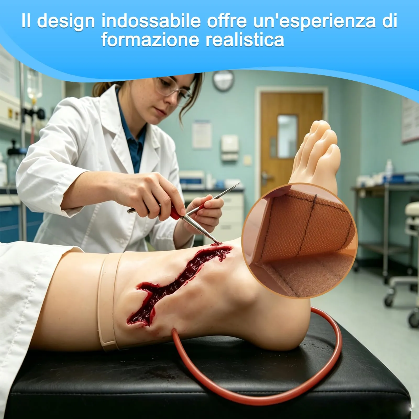 Simulatore indossabile per il trattamento dei traumi alle gambe - Manicotto per ferite agli arti inferiori per esercitazioni con laccio emostatico, controllo dell'emorragia e medicina tattica - immagine 2