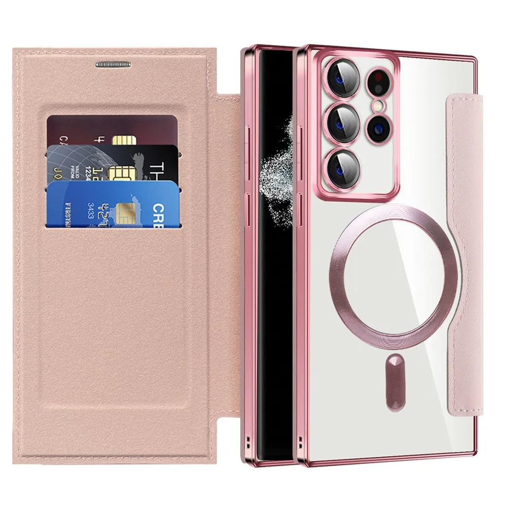 Custodia MagSafe per Samsung Galaxy S22 Ultra 5G S908, Techsuit, SmartMag Book, Rosa - immagine 1