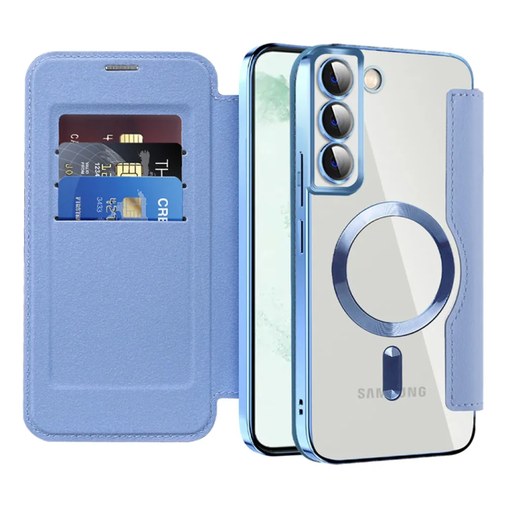 Custodia MagSafe per Samsung Galaxy S22+ 5G S906, Techsuit, SmartMag Book, Blu - immagine 1